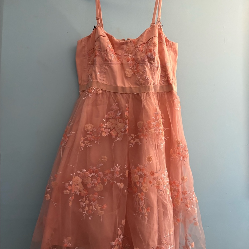 City Chic Peach Floral Midi Dress